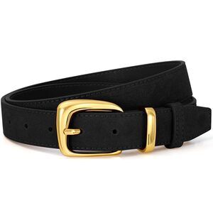 5647 Women Suede Leather Belt For Dresses Jeans Fashion Gold Buckle Ladies